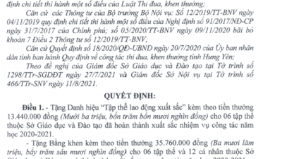 Trường THPT Nguyễn Trung Ngạn đạt tập thể lao động xuất sắc năm học 2020 - 2021