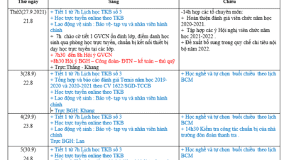 Lịch công tác tuần 4 - năm học 2021 - 2022