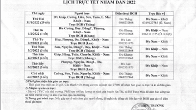 Lịch trực tết Nguyên đán năm Nhâm Dần 2022